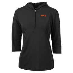 Pittsburgh Pirates Cutter & Buck Women's DryTec Virtue Eco Pique Recycled 3/4-Sleeve Half-Zip Pullover Hoodie Black