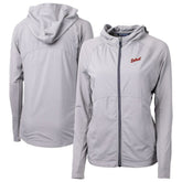 Detroit Tigers Cutter & Buck Women's Adapt Eco Knit Hybrid Recycled Full-Zip Hoodie Gray