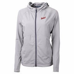 Detroit Tigers Cutter & Buck Women's Adapt Eco Knit Hybrid Recycled Full-Zip Hoodie Gray