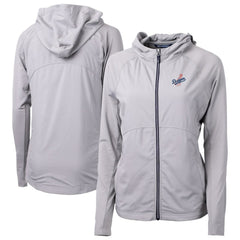 Los Angeles Dodgers Cutter & Buck Women's Adapt Eco Knit Hybrid Recycled Full-Zip Hoodie Gray