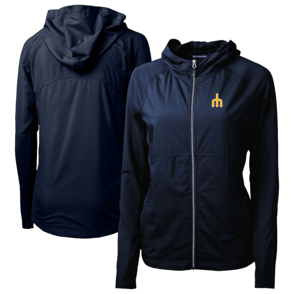 Seattle Mariners Cutter & Buck Women's Adapt Eco Knit Hybrid Recycled Full-Zip Hoodie Navy