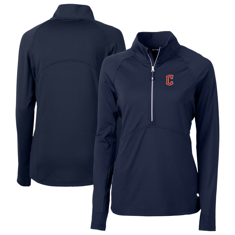 Cleveland Guardians Cutter & Buck Women's DryTec Adapt Eco Knit Stretch Recycled Raglan Half-Zip Top Navy