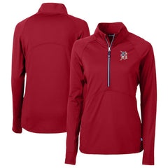 Detroit Tigers Cutter & Buck Women's Americana DryTec Adapt Eco Knit Stretch Recycled Raglan Half-Zip Top Red