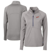 Detroit Tigers Cutter & Buck Women's DryTec Adapt Eco Knit Stretch Recycled Raglan Half-Zip Top Gray