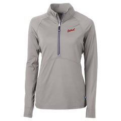 Detroit Tigers Cutter & Buck Women's DryTec Adapt Eco Knit Stretch Recycled Raglan Half-Zip Top Gray