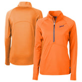 Detroit Tigers Cutter & Buck Women's DryTec Adapt Eco Knit Stretch Recycled Raglan Half-Zip Top Orange