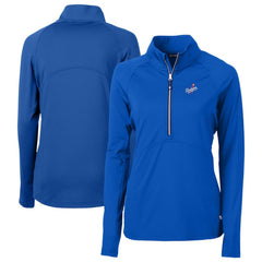 Los Angeles Dodgers Cutter & Buck Women's DryTec Adapt Eco Knit Stretch Recycled Raglan Half-Zip Top Royal