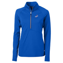 Los Angeles Dodgers Cutter & Buck Women's DryTec Adapt Eco Knit Stretch Recycled Raglan Half-Zip Top Royal