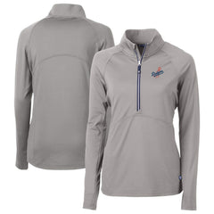 Los Angeles Dodgers Cutter & Buck Women's DryTec Adapt Eco Knit Stretch Recycled Raglan Half-Zip Top Gray