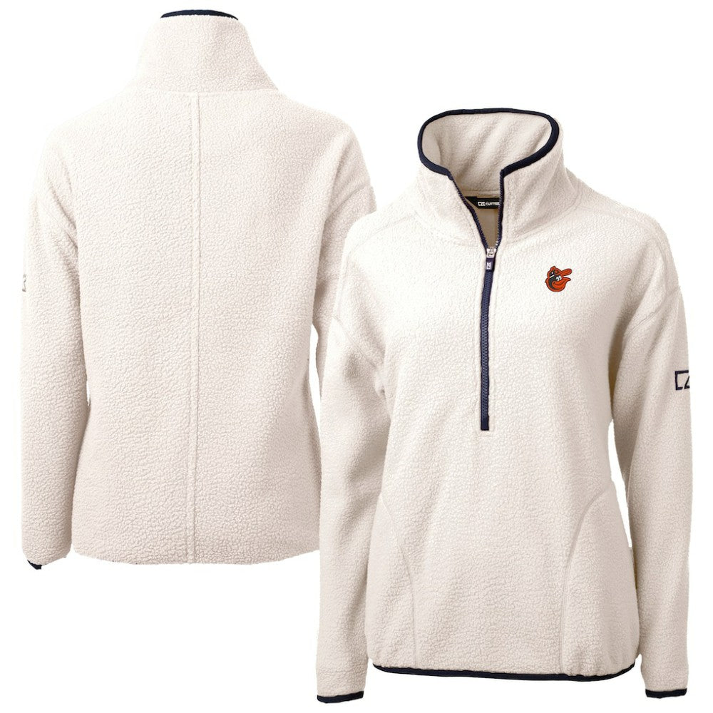Baltimore Orioles Cutter & Buck Women's Cascade Eco Sherpa Fleece Half-Zip Pullover Jacket Cream