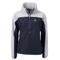 Atlanta Braves Cutter & Buck Women's Charter Eco Recycled Half-Zip Anorak Jacket Navy