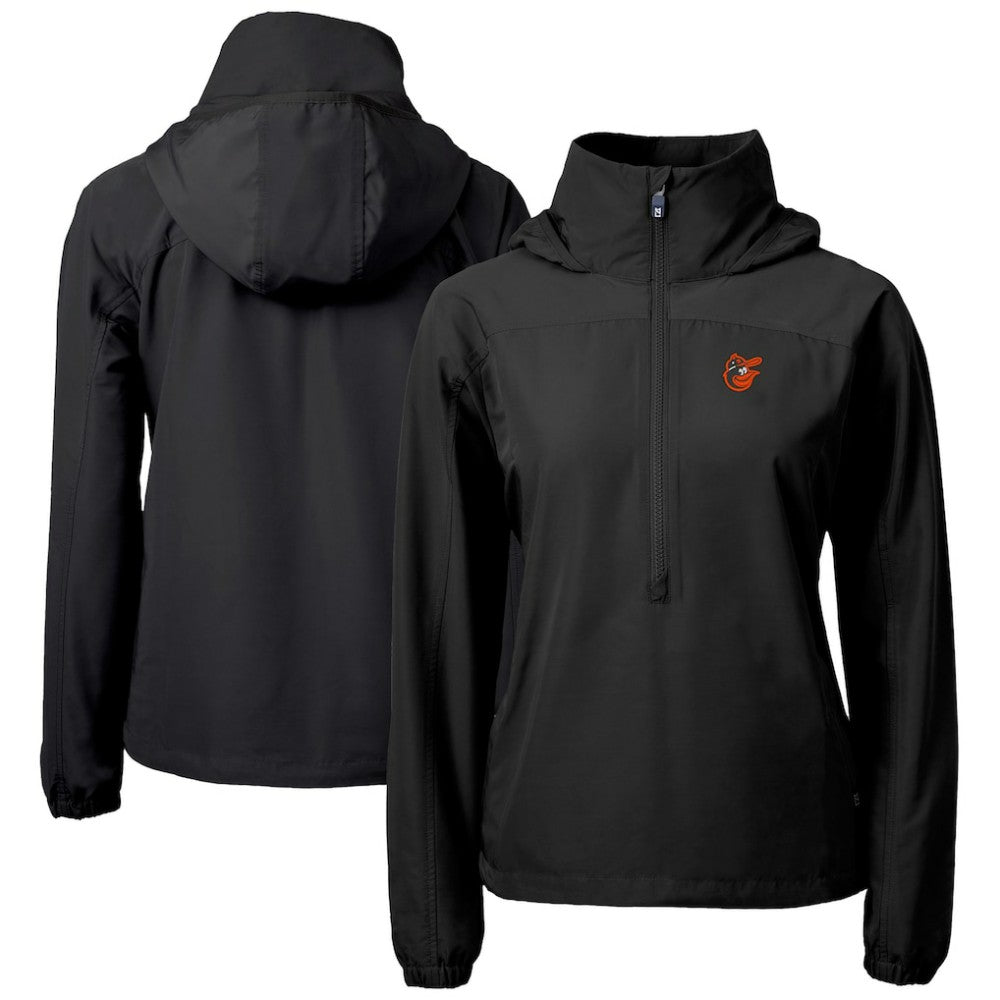 Baltimore Orioles Cutter & Buck Women's Charter Eco Recycled Half-Zip Anorak Jacket Black