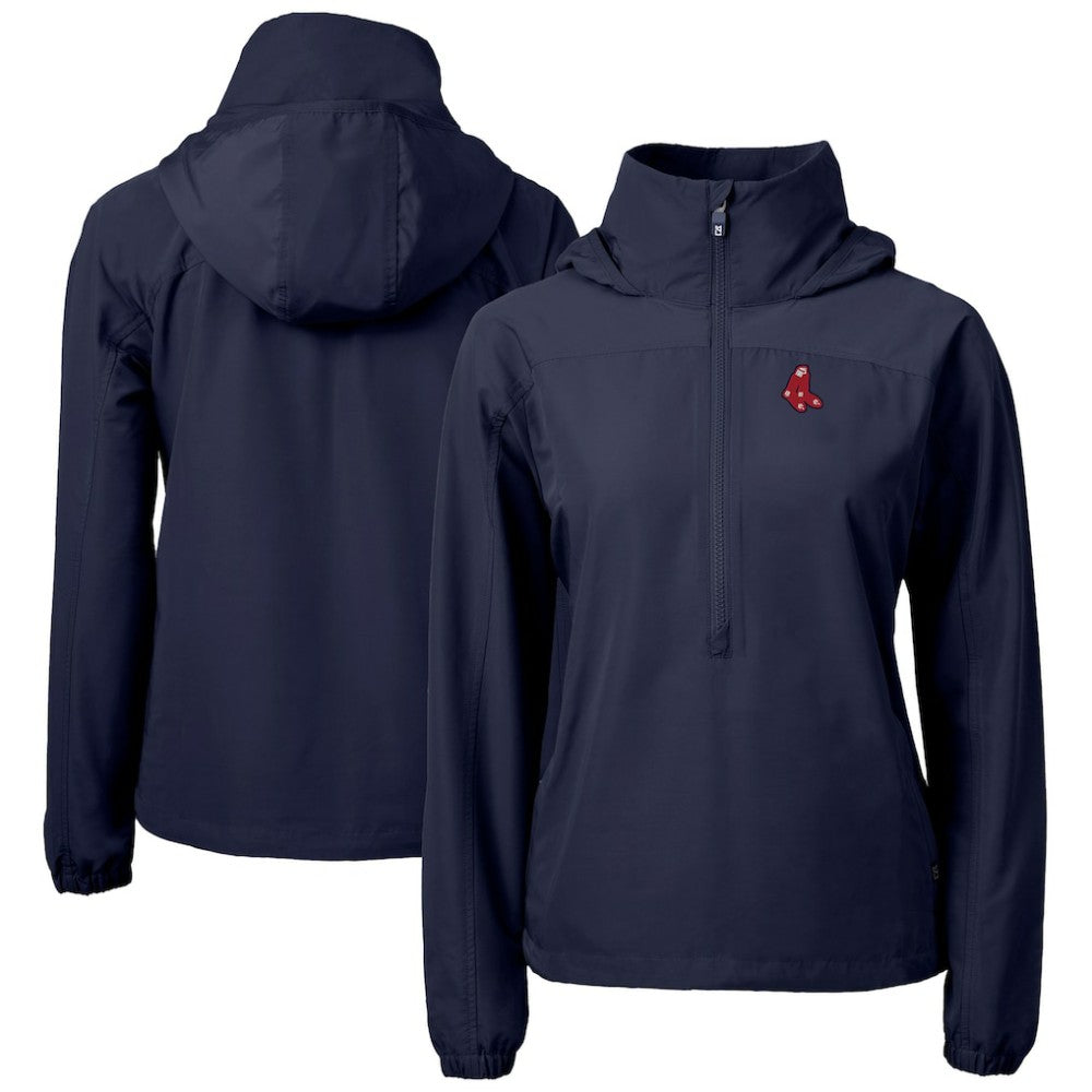 Boston Red Sox Cutter & Buck Women's Charter Eco Recycled Half-Zip Anorak Jacket Navy