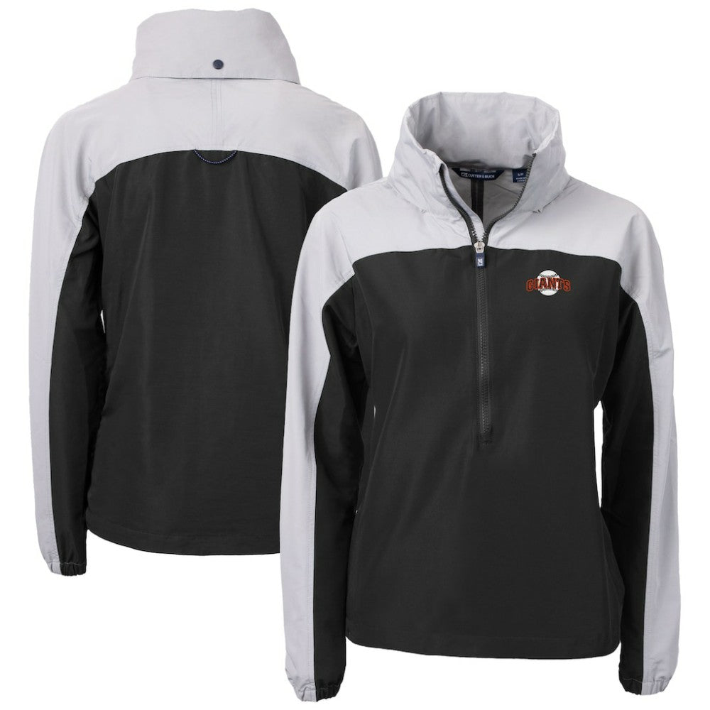 San Francisco Giants Cutter & Buck Women's Charter Eco Recycled Half-Zip Anorak Jacket Black