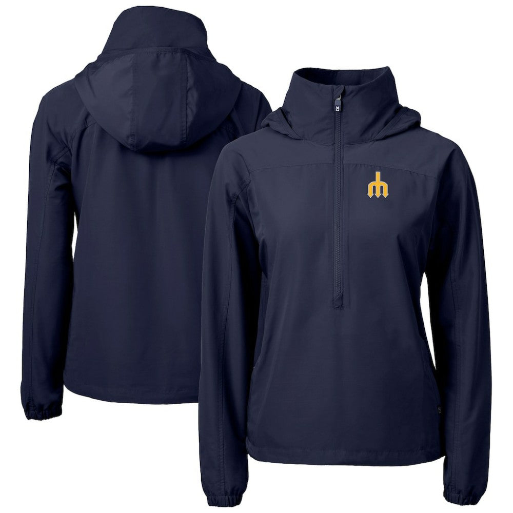 Seattle Mariners Cutter & Buck Women's Charter Eco Recycled Half-Zip Anorak Jacket Navy