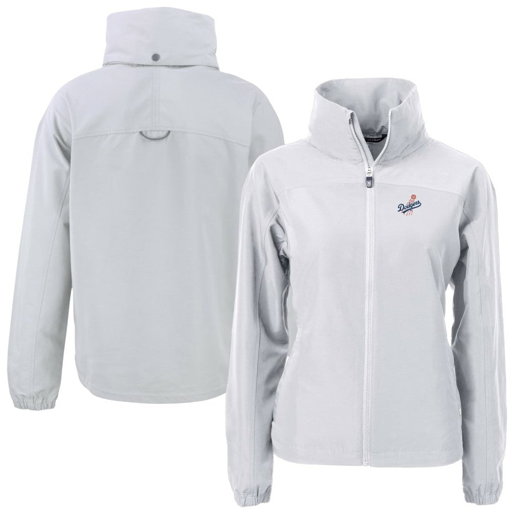 Los Angeles Dodgers Cutter & Buck Women's Charter Eco Recycled Full-Zip Jacket Gray