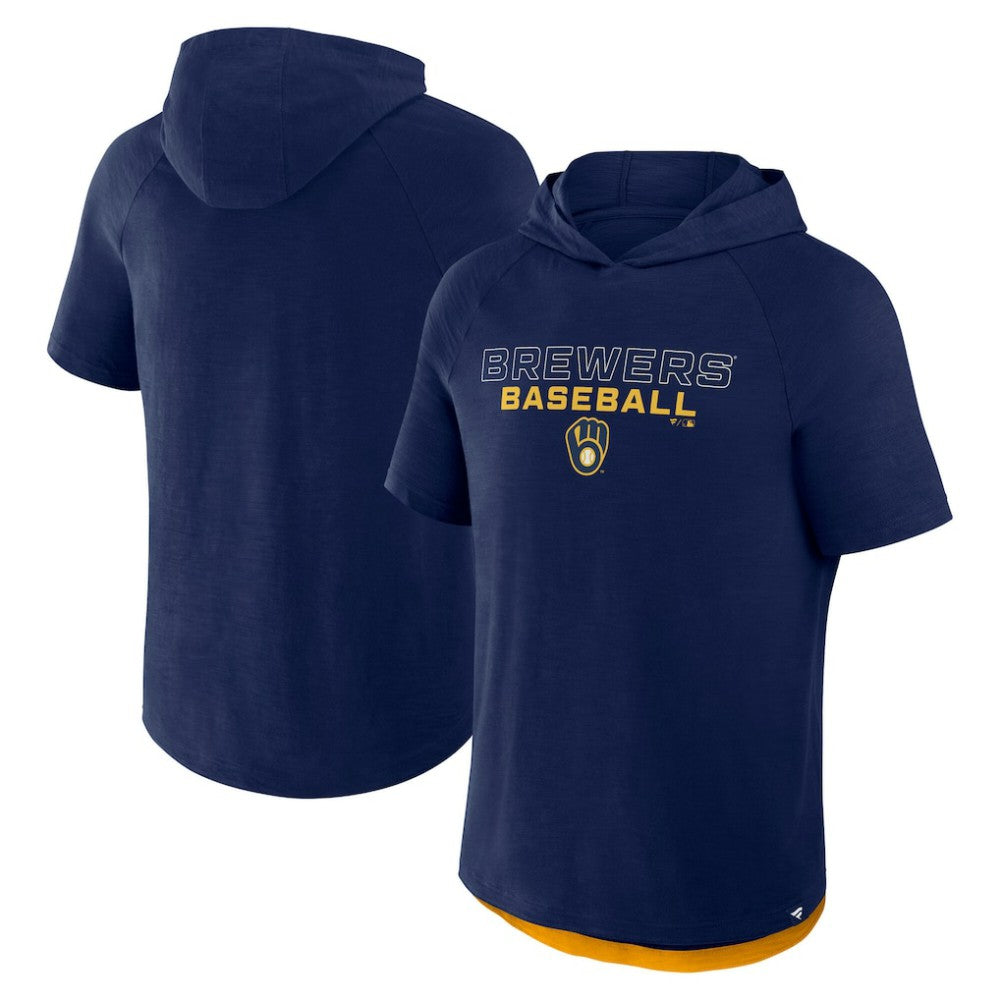 Milwaukee Brewers Clubhouse Optimal Play Raglan Hoodie T-Shirt Navy