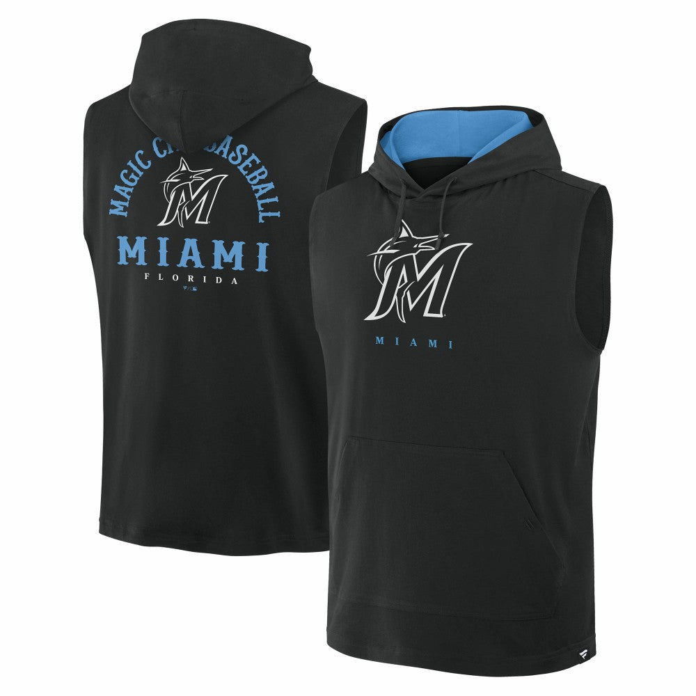 Miami Marlins Fire Speed Sleeveless Pullover Hoodie Black
