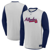 Atlanta Braves Clubhouse Long Sleeve Henley Shirt Gray/Navy