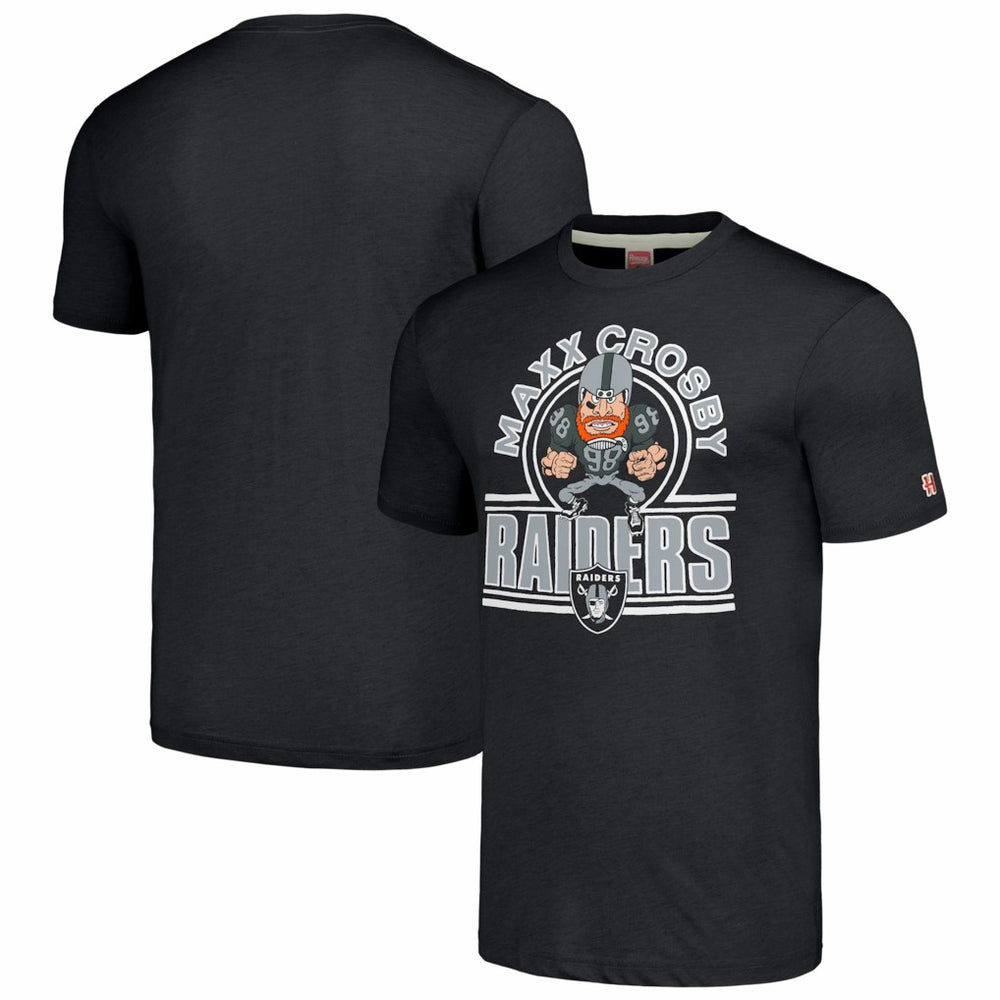 Maxx Crosby Las Vegas Raiders Homage Unisex Caricature Player Tri-Blend T-Shirt - Charcoal on sale