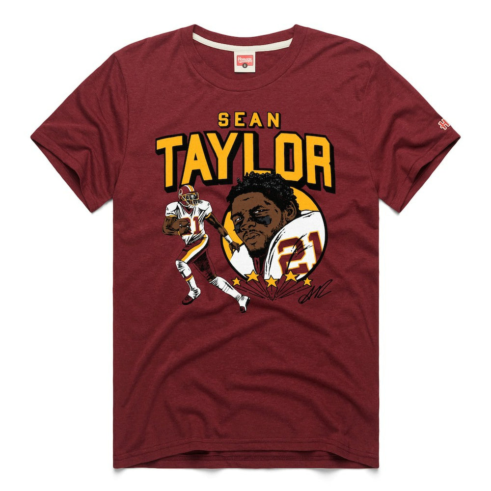 Sean Taylor Washington Commanders Homage Caricature Retired Player Tri-Blend T-Shirt - Burgundy on sale