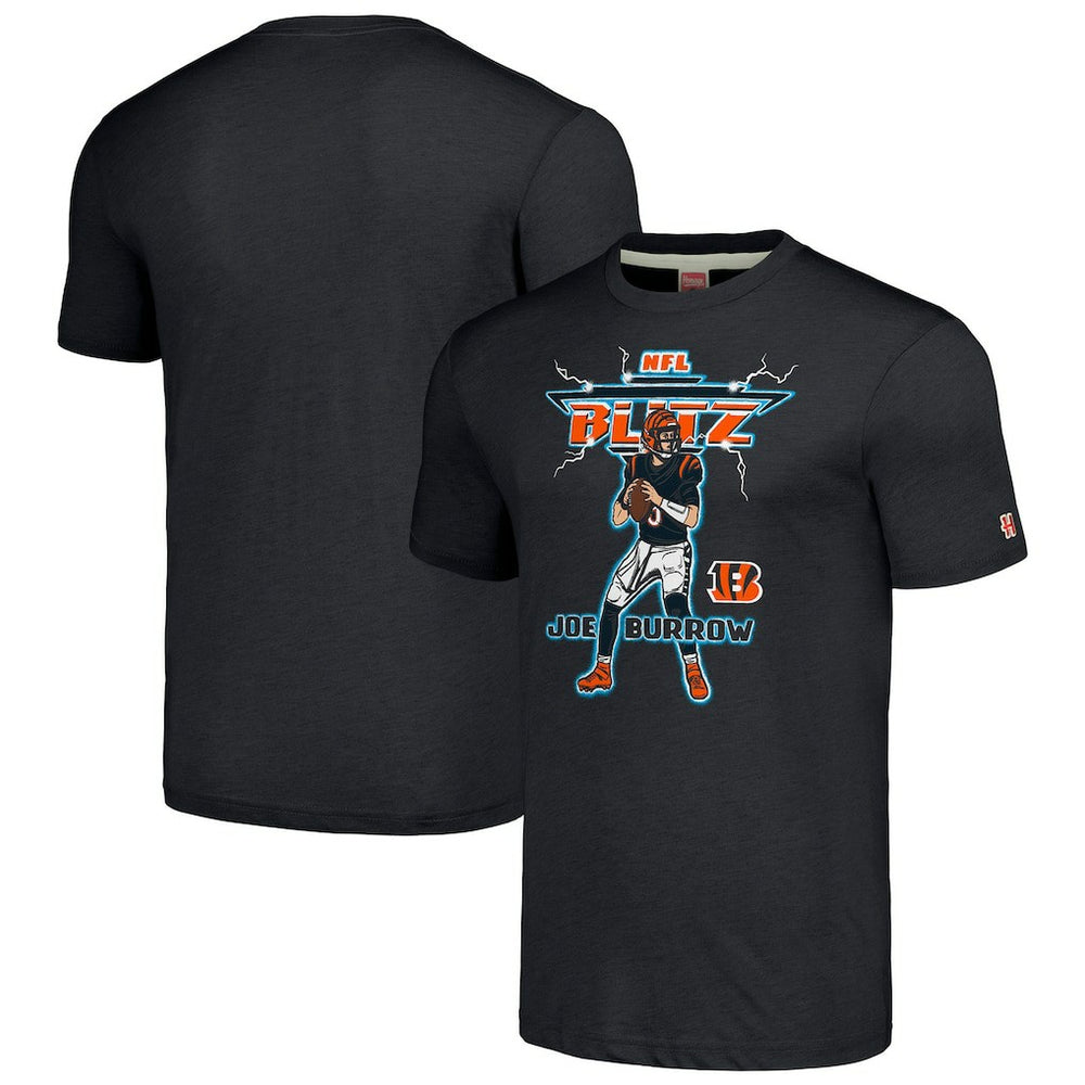 Joe Burrow Cincinnati Bengals Homage Unisex NFL Blitz Player Tri-Blend T-Shirt - Heathered Charcoal sale