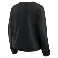 Vegas Golden Knights Fanatics Women's Oversized All Out Effort Long Sleeve Henley T-Shirt - Black T-shirts