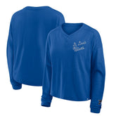 St. Louis Blues Fanatics Women's Oversized All Out Effort Long Sleeve Henley T-Shirt - Blue T-shirts