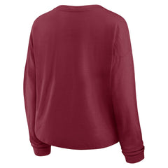 Colorado Avalanche Fanatics Women's Oversized All Out Effort Long Sleeve Henley T-Shirt - Burgundy T-shirts