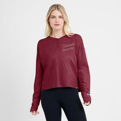 Colorado Avalanche Fanatics Women's Oversized All Out Effort Long Sleeve Henley T-Shirt - Burgundy T-shirts