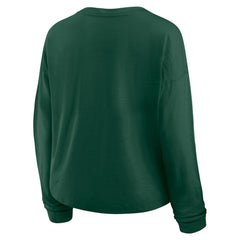 Minnesota Wild Fanatics Women's Oversized All Out Effort Long Sleeve Henley T-Shirt - Green T-shirts
