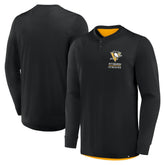 Pittsburgh Penguins Fanatics Adrenaline Push Long Sleeve Henley Shirt - Black
