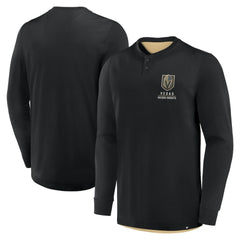 Vegas Golden Knights Fanatics Adrenaline Push Long Sleeve Henley Shirt - Black
