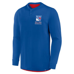 New York Rangers Fanatics Adrenaline Push Long Sleeve Henley Shirt - Blue
