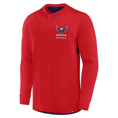 Washington Capitals Fanatics Adrenaline Push Long Sleeve Henley Shirt - Red