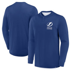 Tampa Bay Lightning Fanatics Adrenaline Push Long Sleeve Henley Shirt - Blue