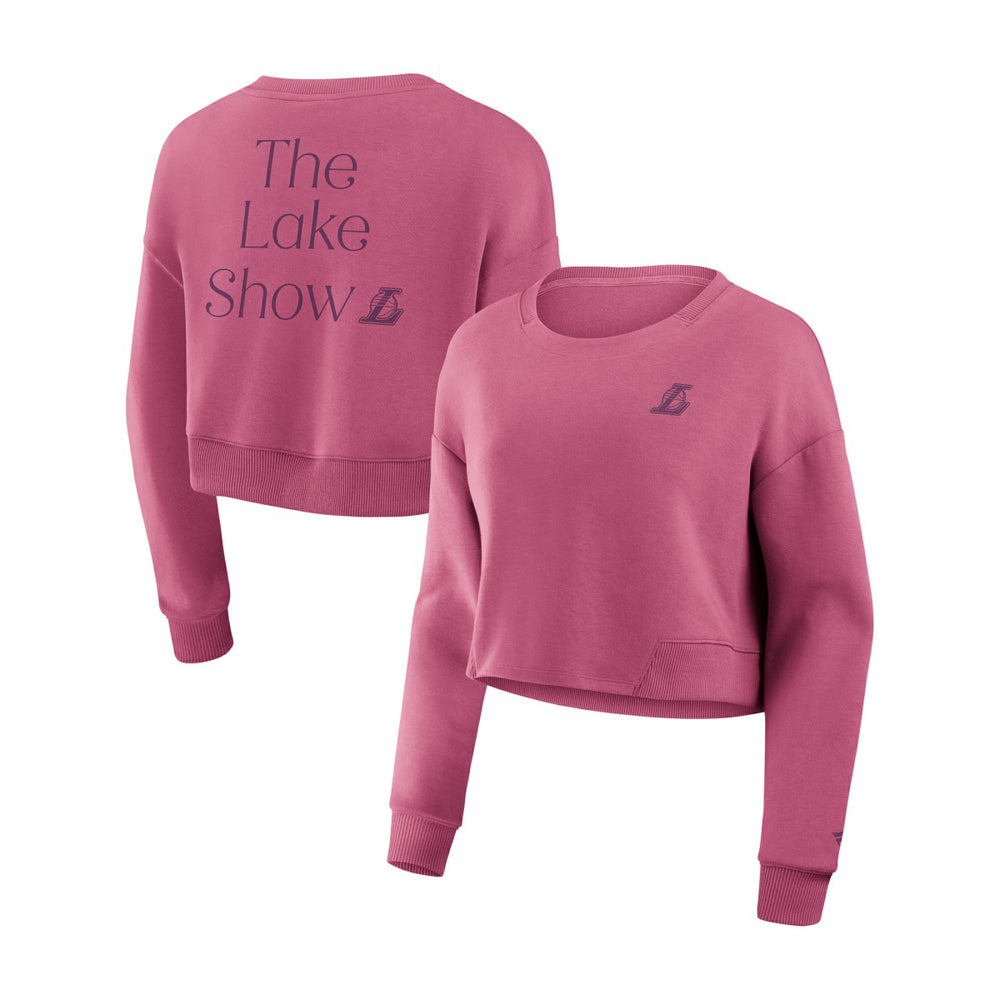 Los Angeles Lakers Women's Studio Tri-Blend Cropped Pullover Sweatshirt - Pink discount