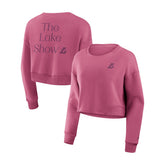 Los Angeles Lakers Women's Studio Tri-Blend Cropped Pullover Sweatshirt - Pink discount