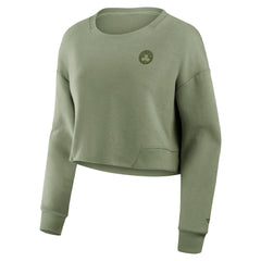 Boston Celtics Women's Studio Tri-Blend Cropped Pullover Sweatshirt - Olive discount