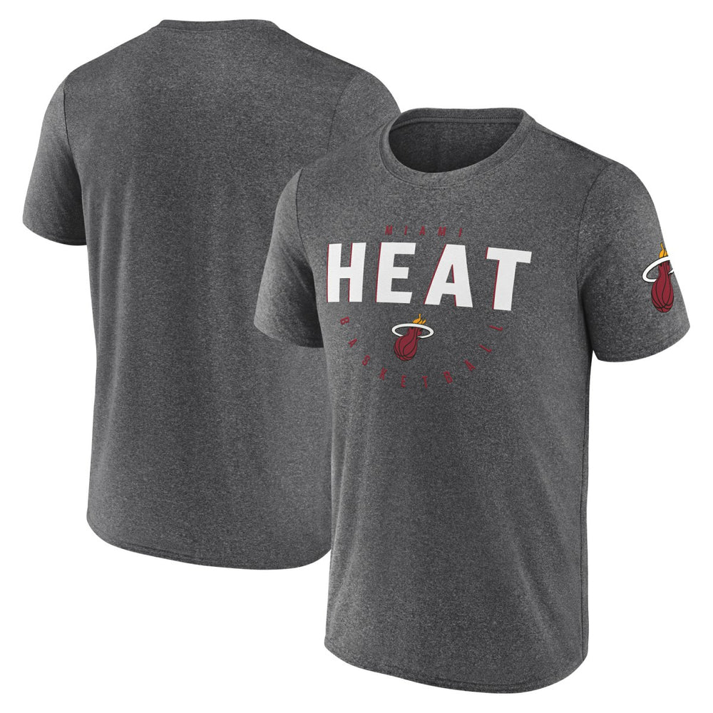 Miami Heat Logo Athletic Block Practice Performance T-Shirt - Heather Charcoal discount