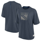 New York Rangers Fanatics Women's Oversized Elements Raw Edge Future Ground T-Shirt - Blue T-shirts