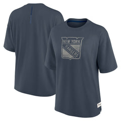 New York Rangers Fanatics Women's Oversized Elements Raw Edge Future Ground T-Shirt - Blue T-shirts