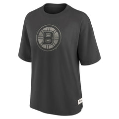 Boston Bruins Fanatics Women's Oversized Elements Raw Edge Future Ground T-Shirt - Charcoal T-shirts