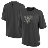 Pittsburgh Penguins Fanatics Women's Oversized Elements Raw Edge Future Ground T-Shirt - Charcoal T-shirts