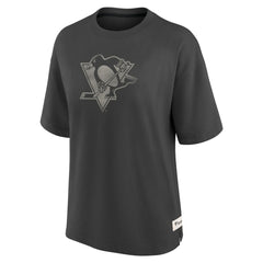 Pittsburgh Penguins Fanatics Women's Oversized Elements Raw Edge Future Ground T-Shirt - Charcoal T-shirts