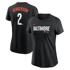 Gunnar Henderson Baltimore Orioles Women's 2024 City Connect Fuse Player Name & Number T-Shirt Black