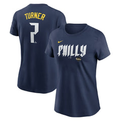 Trea Turner Philadelphia Phillies Women's 2024 City Connect Fuse Player Name & Number T-Shirt Royal