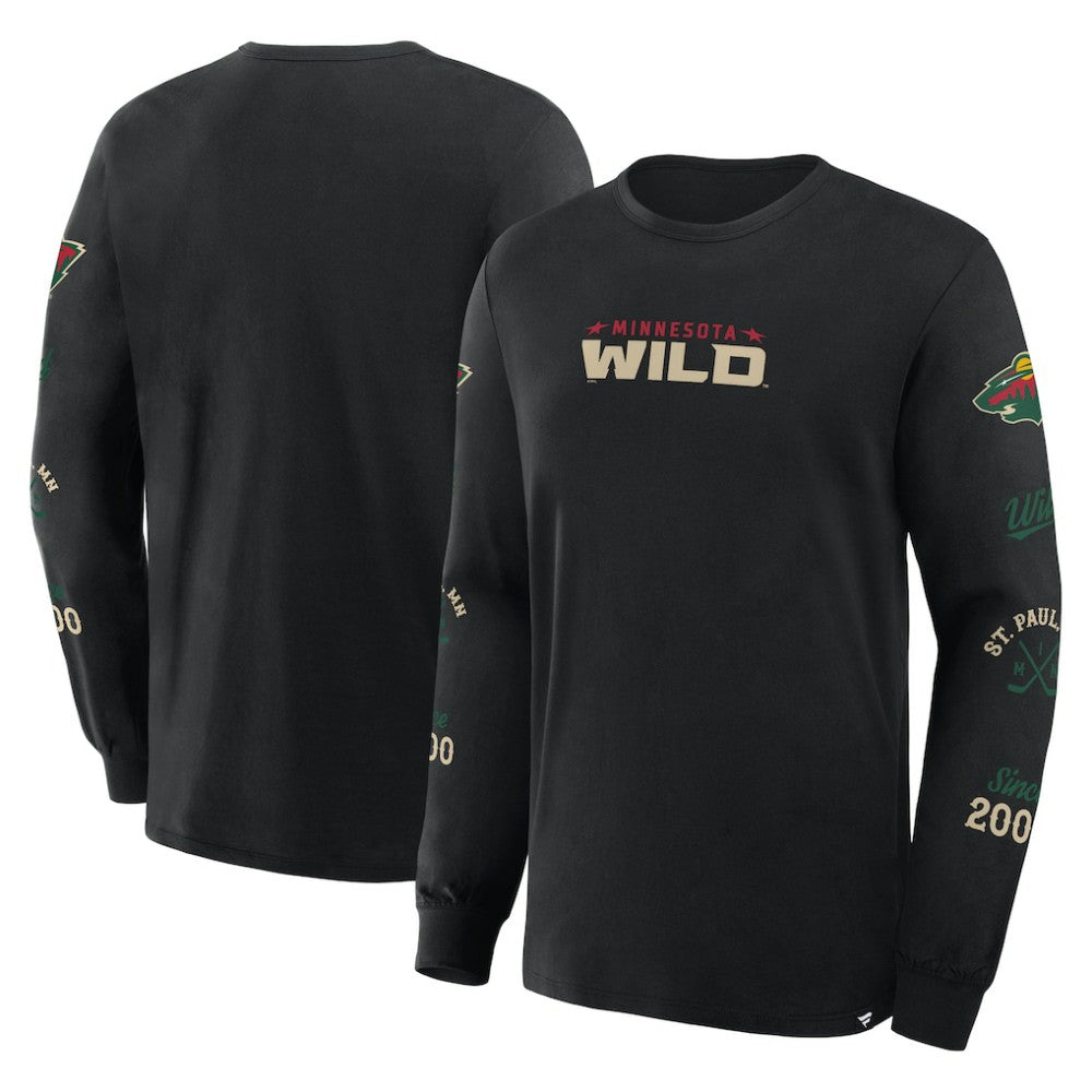 Minnesota Wild Fanatics Boxed In Legacy Long Sleeve T-Shirt - Black T-shirts