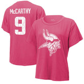 J.J. McCarthy Minnesota Vikings Majestic Threads Women's Name & Number T-Shirt - Pink outlet