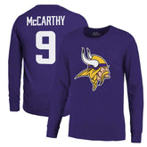 J.J. McCarthy Minnesota Vikings Majestic Threads Name & Number Long Sleeve T-Shirt - Purple for sale